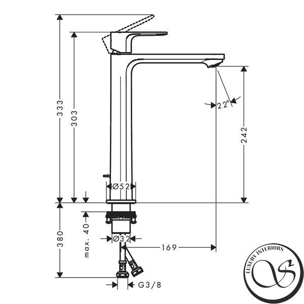Baterie de lavoar montată pe perete 240 Hansgrohe Rebris E 72581000 CoolStart 72581000 foto
