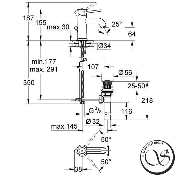GROHE BAUCLASSIC смеситель для умывальника, однорычажный 23161000 фото