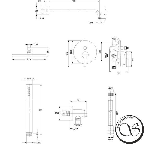 Sistem de duș Omnires Y SYSY35WM alb mat SYSY35WM foto