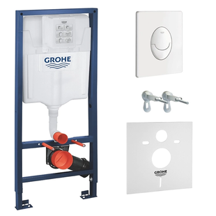Kit pentru toaletă suspendată Grohe RAPID SL 4in1 38722001+37131000 (rezervor, elemente de fixare, buton alb - dublu flux 38505SHO, alb, cu garnitură 38722001+37131000 foto