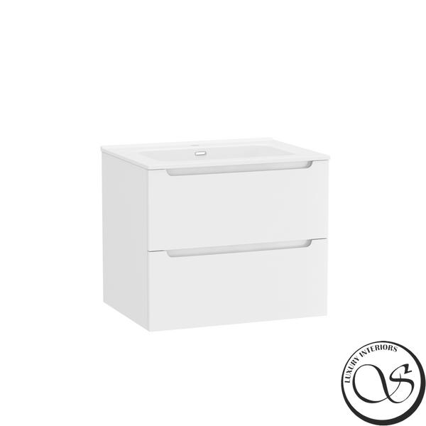 Комплект мебели IMPRESE VALTICE NEW u08506511FH тумба подвесная 60см, 2 ящика + умывальник мебельный арт с061010361, белый матовый u08506511FH фото