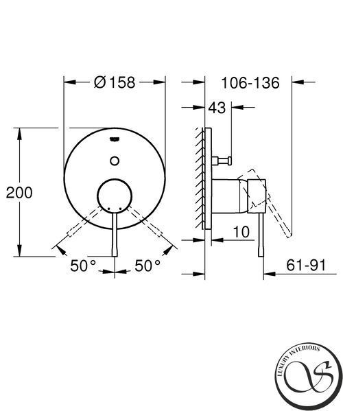 Baterie duș Grohe Essence Brushed Hard Graphite 24058AL1/24167AL1 &icirc;ncastrată 2 cai 24058AL1/24167AL1 foto