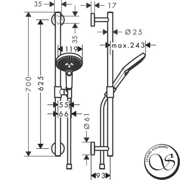 Душевой набор Hansgrohe Raindance Select S 120/110 см 3Jet Left, White/Chrome (26325400) 26325400 фото