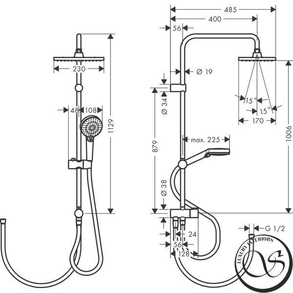 Sistem de duș Hansgrohe Vernis Shape Showerpipe 230 1jet Reno, crom (26282000) 26282000 foto