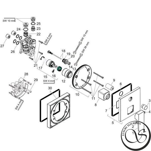 Baterie pentru cada ascuns HANSGROHE 32546000 32546000 foto