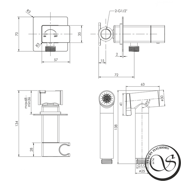 Набор гигиенический IMPRESE BILOVEC f03700901AA скрытого монтажа, хром f03700901AA фото