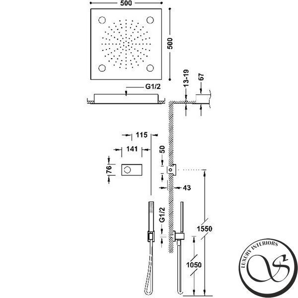 Set dus Tres SHOWER TECHNOLOGY 9286562 cu control electronic cromat 9286562 foto