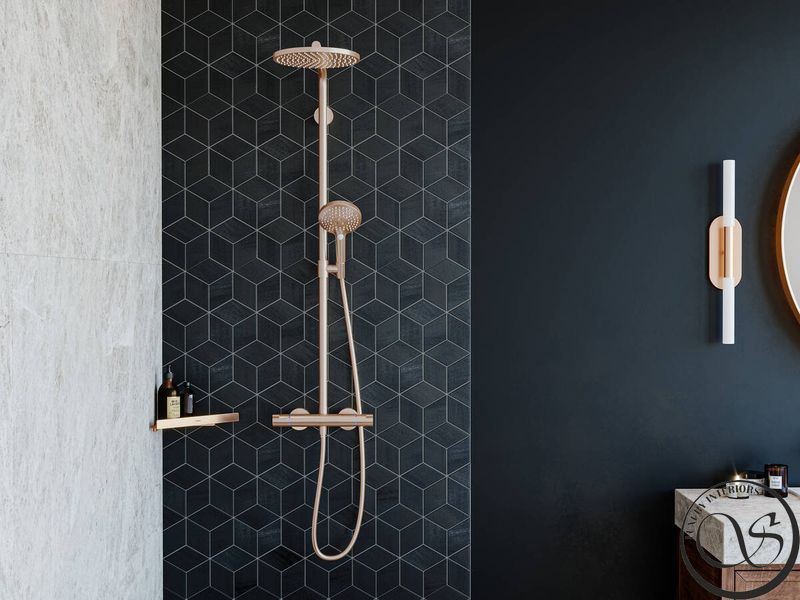 Hansgrohe Raindance S 240 Showerpipe PowderRain 1jet sistem de duș cu termostat, bronz periat (27633140) 27633140 foto