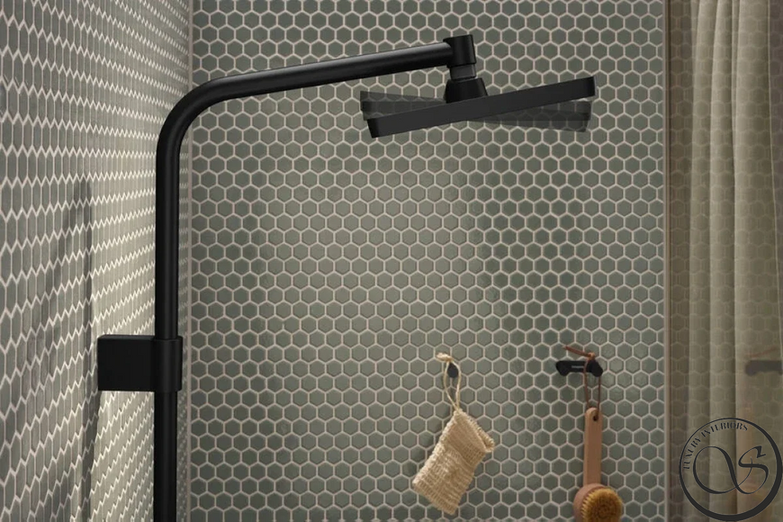Душевая система HANSGROHE ACTIVERA Q 28753670 290/180 1jet EcoSmart Showerpipe с термостатом для ванны, черный матовый 28753000 фото