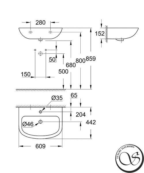 Умывальник подвесной Grohe Bau Ceramic 60, белый (39421000) 39421000 фото