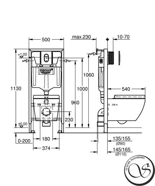 Комплект унитаза подвесного с инсталляцией Grohe Solido 5 в 1 с овальной кнопкой, хром (39536000) 39536000 фото