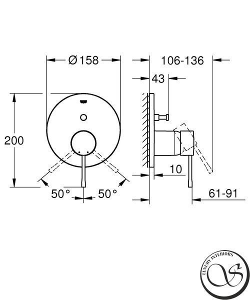 Baterie duș Grohe Essence 24167KF1 &icirc;ncastrată Phantom Black 2 cai 24167KF1 foto