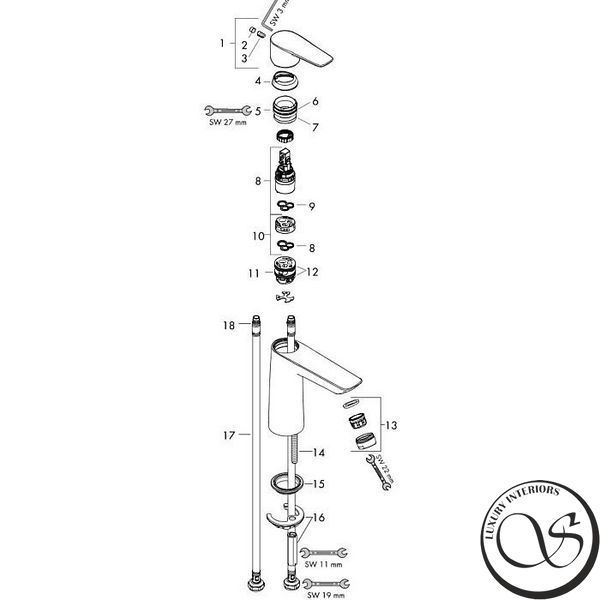 Смеситель для раковины 110 Hansgrohe Talis E 71710670&nbsp;черный 71710670 фото