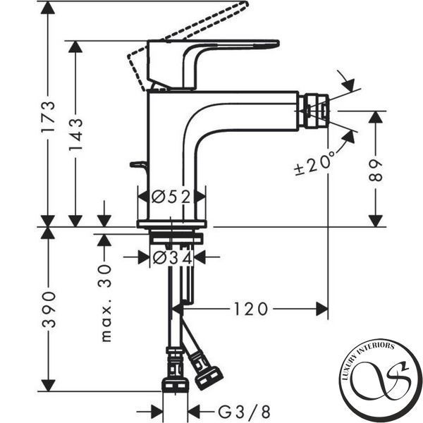Baterie bideu Hansgrohe Rebris E (72211000) 72211000 foto