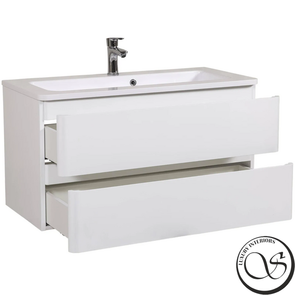 Dulap de baie suspendat AQUARODOS ACCENT 100 cu lavoar, 550x990x465 cm, alb ACCENT 100 foto