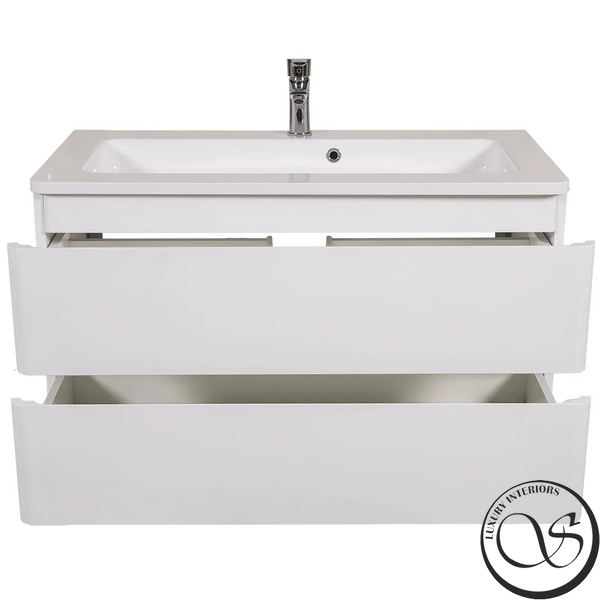 Dulap de baie suspendat AQUARODOS ACCENT 100 cu lavoar, 550x990x465 cm, alb ACCENT 100 foto