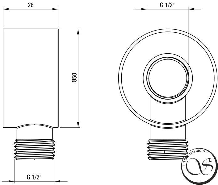Кронштейн DEANTE NAC_F54K для подключения шланга, круглые, брашированная сталь NAC_F54K фото