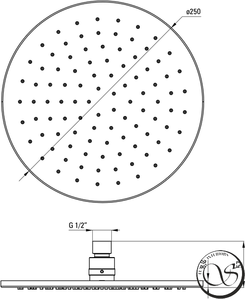 Верхний душ DEANTE CASCADA NAC_D00K, латунь, 250 мм, titanium NAC_D00K фото