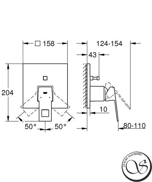 Смеситель для душа Grohe Eurocube 24062AL0 встраиваемый 2 режима Brushed Hard Graphite 24062AL0 фото
