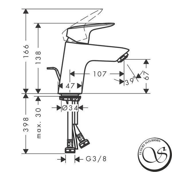 Baterie lavoar Hansgrohe Logis 70, negru mat (71070670) 71070670 foto