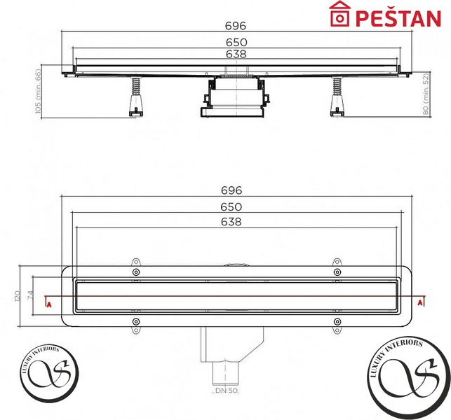 Трап для душа (линейный трап) Pestan CONFLUO PRIMO COMPACT LINE 650 13702510 13702510 фото