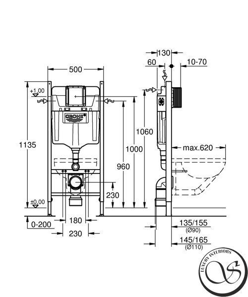 Набор инсталляция для унитаза Grohe RAPID SL + подвесной унитаз IMPRESE KUBIK&nbsp;38840000+3855800M+38732000+c06810233TW 38840000+3855800M+38732000+c06810233TW фото
