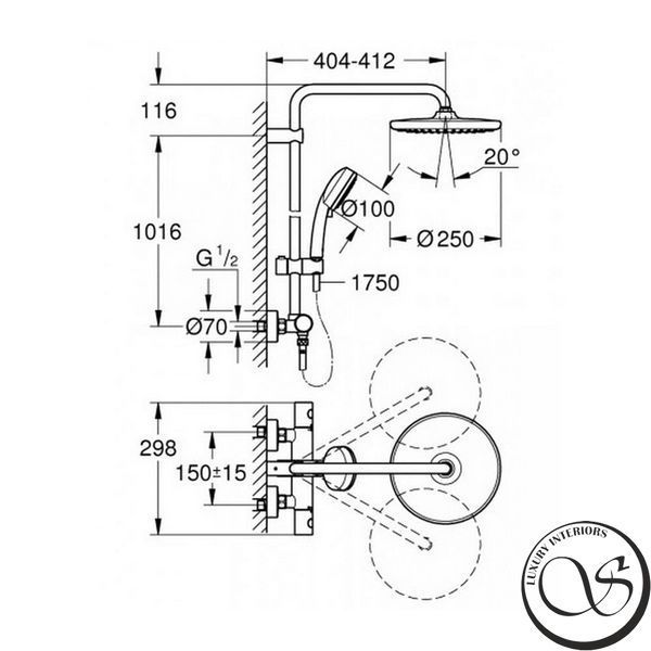 Sistem de dus termostatic GROHE 26670000 Tempesta Cosmopolitan 250 crom 26670000 foto