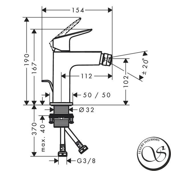 Baterie bideu Hansgrohe Logis Fine 110, negru mat (71201670) 71201670 foto