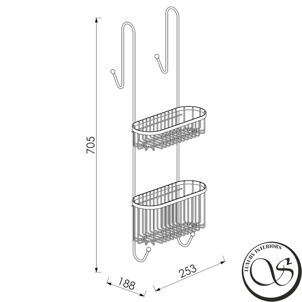 Raft dublu de perete IMPRESE sh23000GM, 70,5 x 25,3 x 18,8 cm, gun metal sh23000GM foto