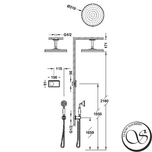 Sistem de duș ascuns TRES-CLASIC cu control electronic Bronz 09226202LV foto