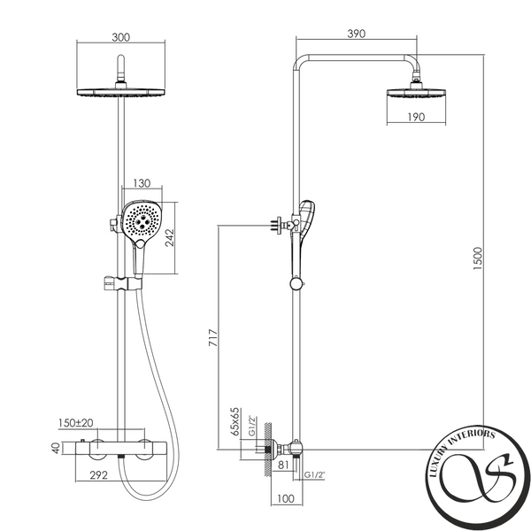 Душевая система IMPRESE BILOVEC t048S00906TQ (термостат для душа, душевая лейка из ABS-пластика 300*190 мм, трехрежимный излив, шланг из PVC), матовый никель t048S00906TQ фото