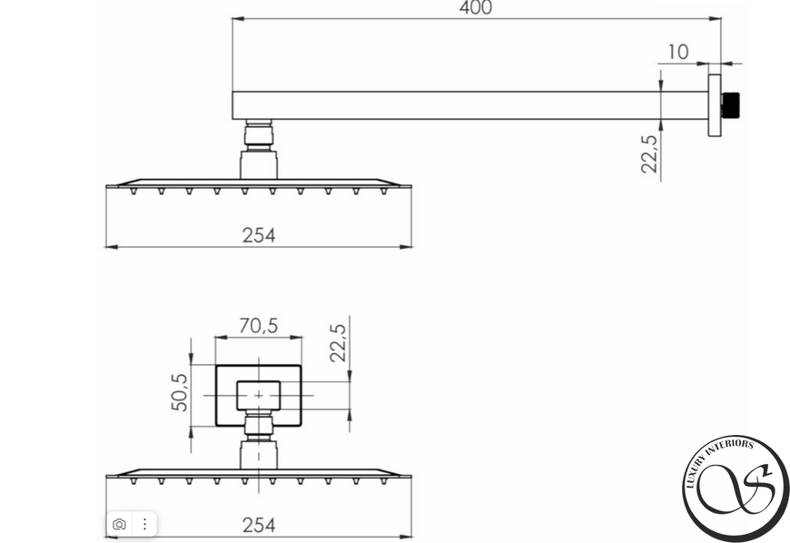 Cascada R85 cabină de duș, 250*250 mm, suport, inox, mat negru 1586.180104 foto