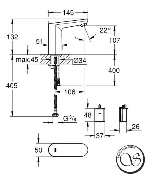 Смеситель для умывальника Grohe Eurosmart Сosmopolitan E, сенсорный, хром (36330002) 36330002 фото