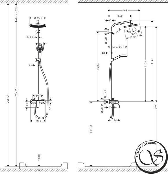 Душевая система Hansgrohe 27269000 Crometta S 240 1jet 27269000 фото