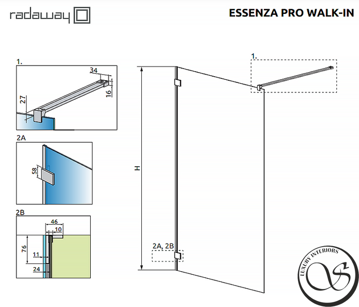 Душевая перегородка RADAWAY 10103090-04-01 ESSENZA PRO WHITE WALK-IN 90 см 10103090-04-01 фото