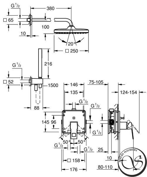 Sistem de duș ascuns Grohe Eurocube, crom (25289000) 25289000 foto