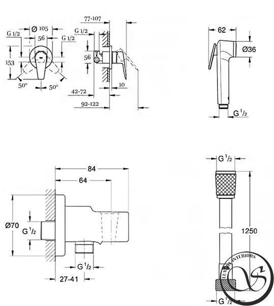 Комплект для гигиенического душа Grohe BauEdge New с Tempesta-F UA28512003 хром UA28512003 фото