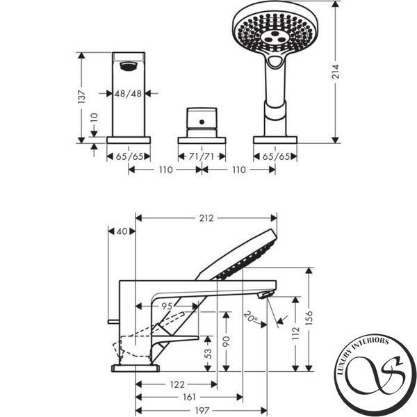 Смеситель для ванны HANSGROHE METROPOL 32550000 фото