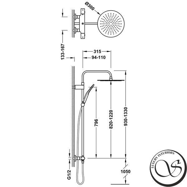 Sistem de dus Tres LOFT cu baterie si termostat Cromat 19038705 foto