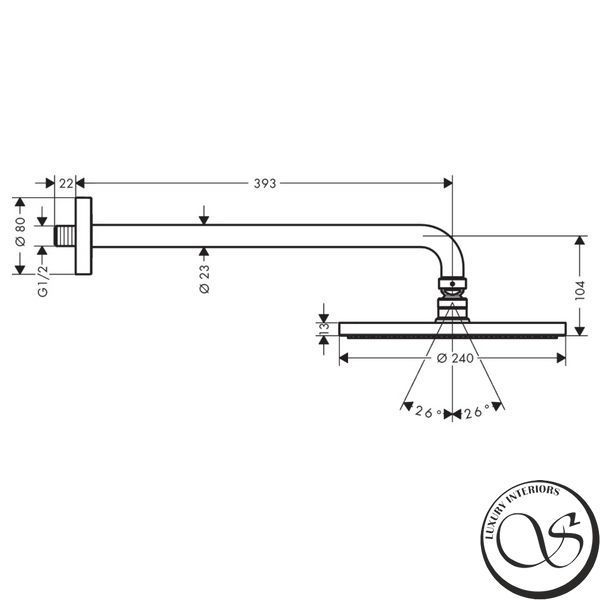 Duș fix HANSGROHE RAINDANCE S s 240 1 jet, cu suport 27607000 foto