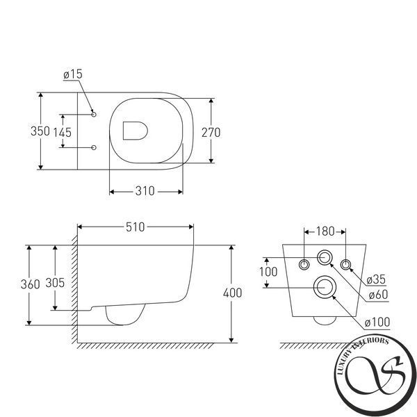 WC suspendat Volle HIPPO 13-44-202 alb 510x350x360 mm 13-44-202 foto
