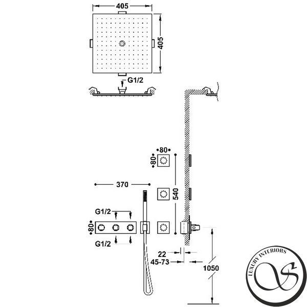 Sistem de dus Tres B-SYSTEM 30725406OR instalatie ascunsa pentru dus gold 24K 30725406OR foto