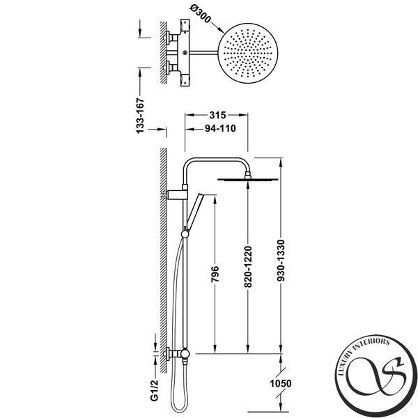 Sistem de dus MAX-TRES cu baterie si termostat Cromat 19039302 foto