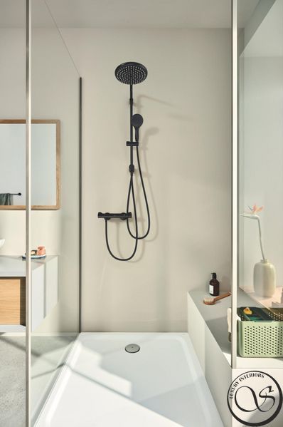 Sistem de duș Grohe Tempesta System 250 Flex cu deviator de perete, negru mat (269802431) 269802431 foto