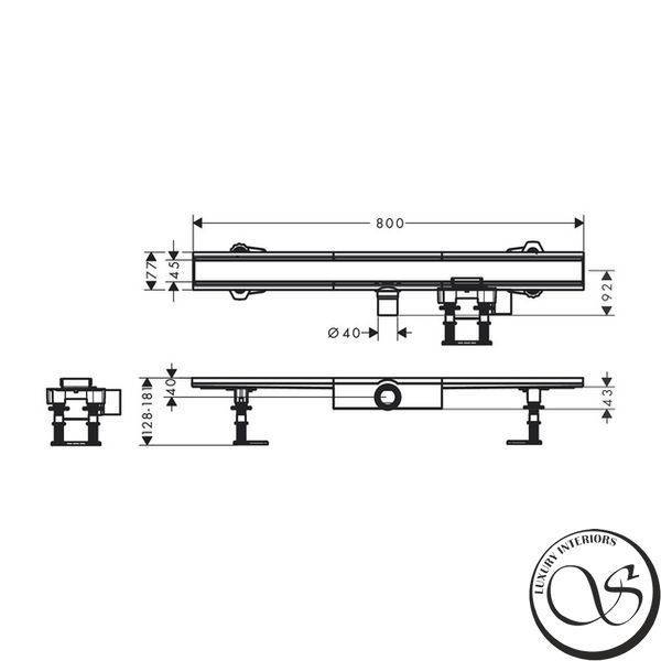 Scurgere de duș Hansgrohe RainDrain Compact Flat 80cm, oțel inoxidabil periat (56166800) 56166800 foto