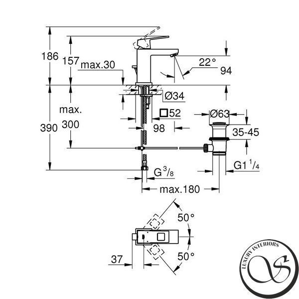 Baterie lavoar GROHE EUROCUBE 23127000 monocomandă 23127000 foto