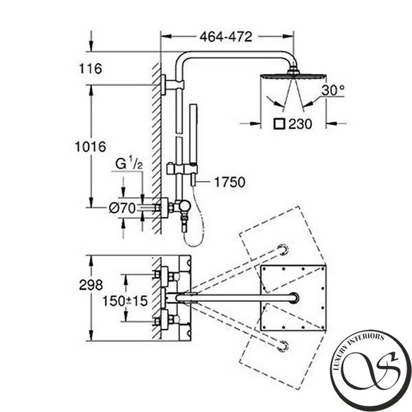 Sistem de dus cu termostat pentru montare pe perete GROHE 26187000 foto