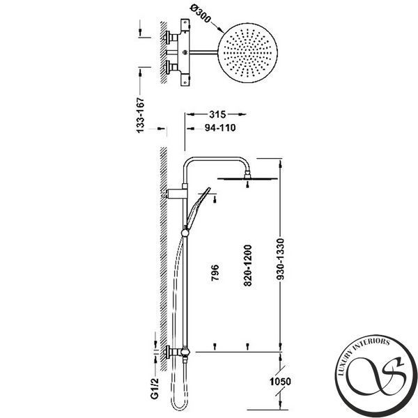Sistem de dus Tres LOFT cu baterie cu termostat Aur mat 24K 19038705OM foto