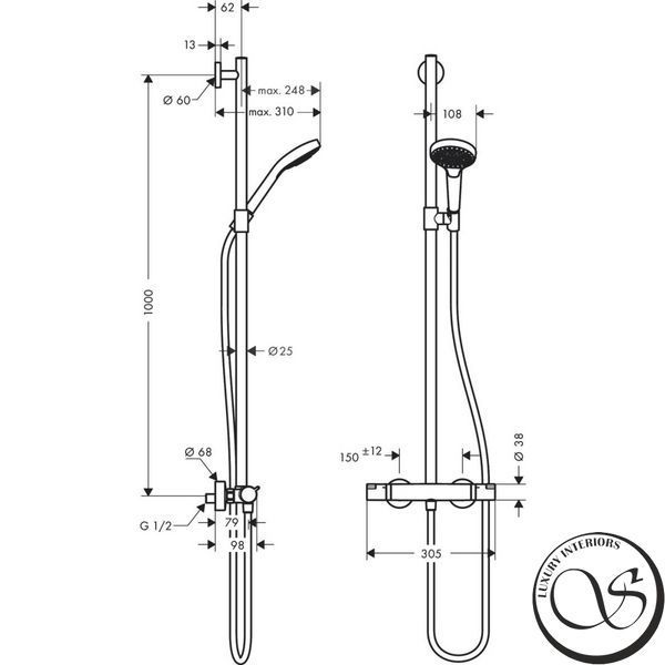 Душевой набор Hansgrohe Raindance Select S 120/150 см 3Jet EcoSmart 9л/мин, White/Chrome (27647400) 27647400 фото