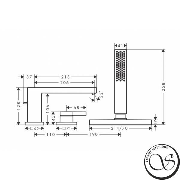 Baterie pentru cada cu 3 orificii Hansgrohe Tecturis E (73443700) 73443700 foto
